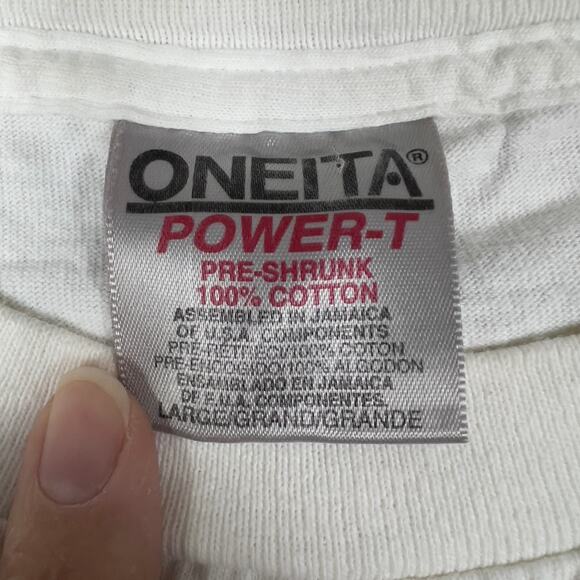 White 97X WXBM 97.1 FM Radio T-shirt Size L Music Oneita - Picture 5 of 6